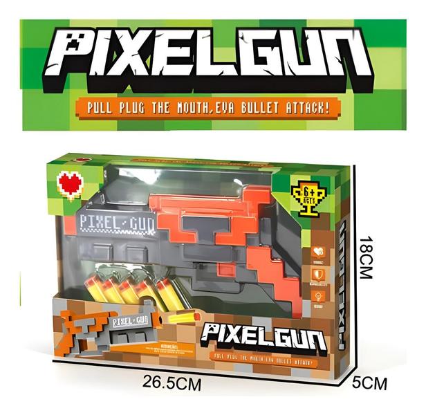 Lança Dardos Tipo Nerf Minecraft Pixel Gun com 6 Peças Brinquedo