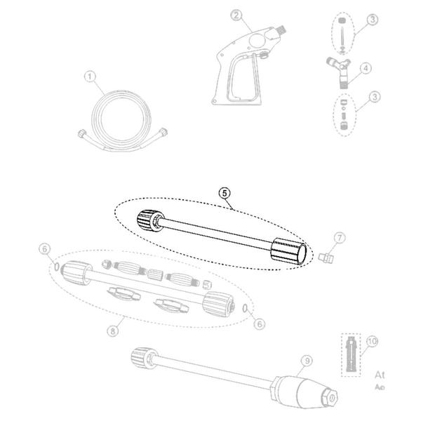 Imagem de Lança Tubeira Inox sem Bico 330mm M22 D15 Compatível com Lavajato WAP L2000/10 FW000732