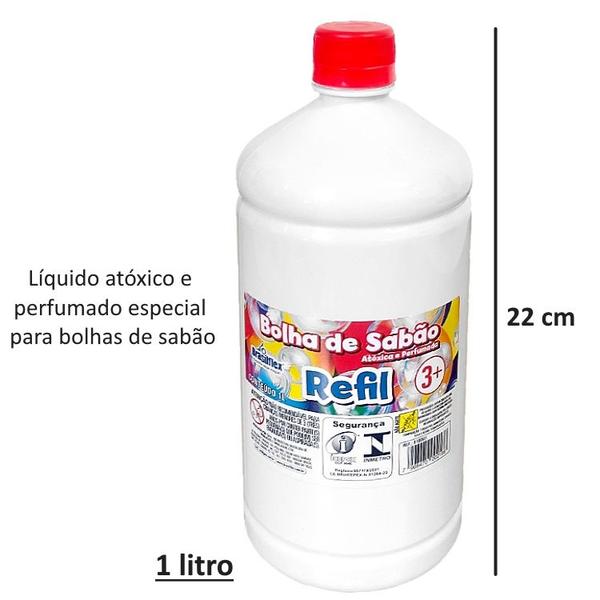 Lançador Bolhas de Sabão Automático Infantil Rosa + Refil 1L - Art Brink Imagem de Lançador Bolhas de Sabão Automático Infantil Rosa + Refil 1L