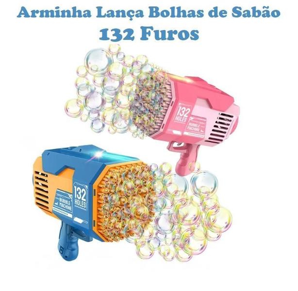 Imagem de Lançador Bolhas Sabão - Luz Led - Booka - 132 Furos Rosa