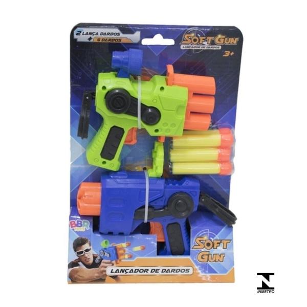 Lançador de Dardos Soft Gun Duplo 2 Lançadores - Bbr Toys Imagem de Lançador de Dardos Soft Gun Duplo 2 Lançadores - Bbr Toys