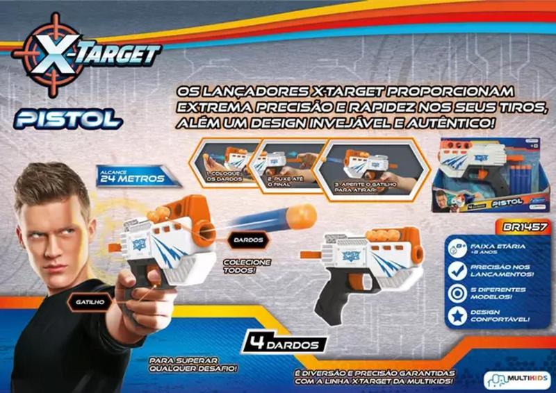 Imagem de Lançador De Dardos X-target Pistol Com 4 Dardos - Br1457