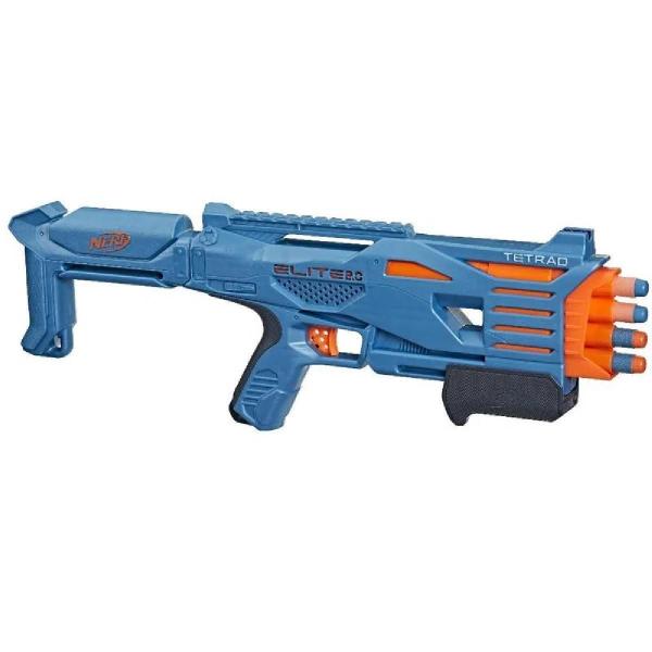 Lancador Nerf Elite Tetrad Com 4 Dardos Hasbro F5026 Imagem de Lancador Nerf Elite Tetrad Com 4 Dardos Hasbro F5026