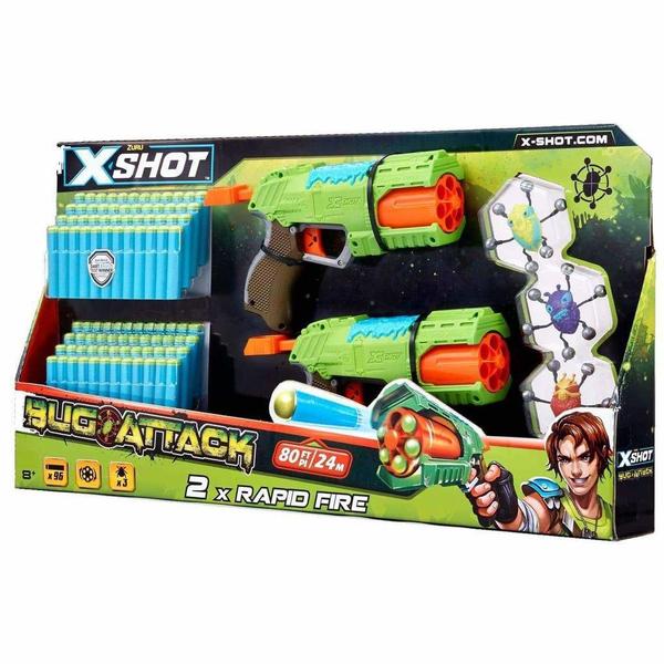 Lançador X-Shot Bug Attack 2x Rapid Fire 96 Dardos Candide Imagem de Lançador X-Shot Bug Attack 2x Rapid Fire 96 Dardos Candide