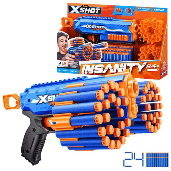 Lançador X Shot Insanity Maniac Pistol com 24 Dardos - Candide Imagem de Lançador X Shot Insanity Maniac Pistol com 24 Dardos