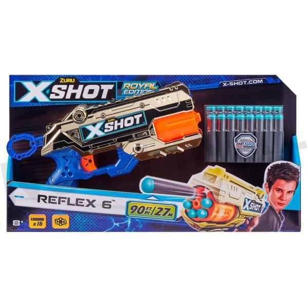Lançador X-SHOT Royale Edition REFLEX6 - Edição Especial com 16 Dardos - Candide Imagem de Lançador X-SHOT Royale Edition REFLEX6 - Edição Especial com 16 Dardos