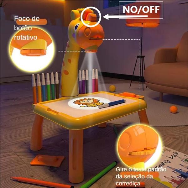Imagem de lançamento Projetor Girafinha Mesa de Desenho lousa Infantil a melhor diversão para seu filho ajuda no desenvolvimento cognitivo