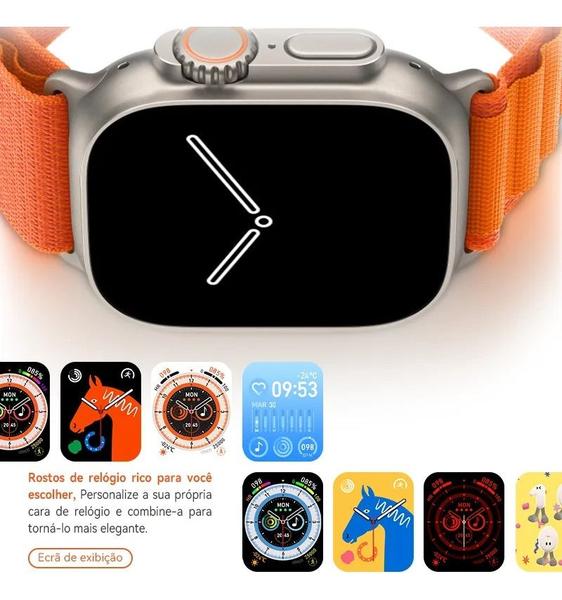 Imagem de Lançamento Relógio Smartwatch Laranja W69 Ultra Pro Série 9 Faz e Recebe Ligações