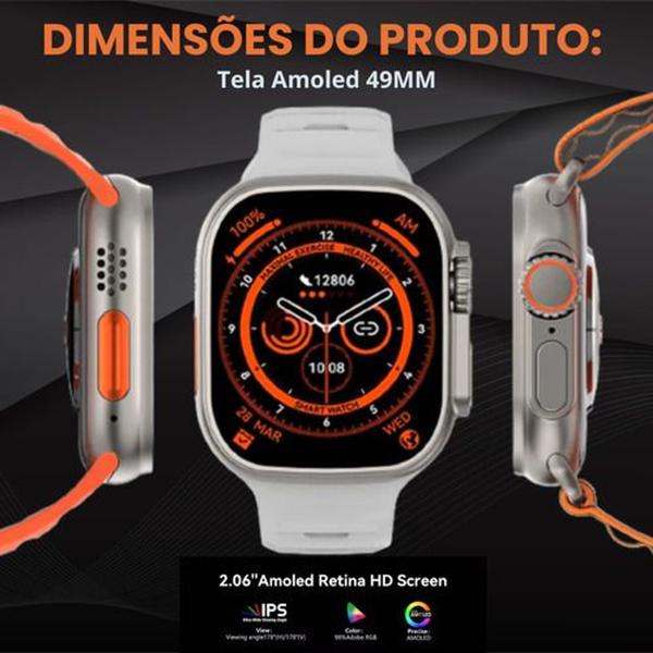 Imagem de Lançamento Smartwatch Ultra 3 Ai Chip 5g Câmera Wifi 16gb + 4 Pulseiras