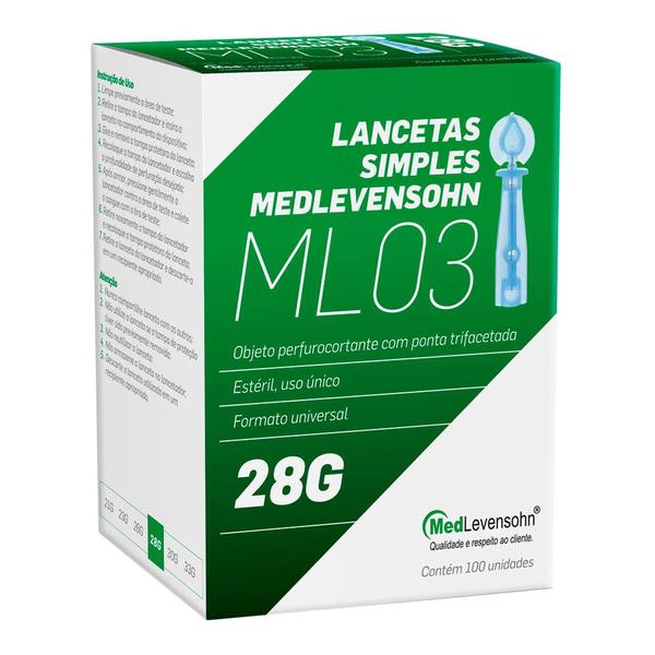 Imagem de Lancetas MedLevensohn Simples ML03 28G com 100 Unidades