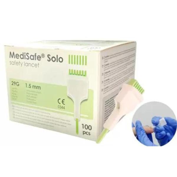 Imagem de Lancetas Para Glicose / Glicemia Medir Medisafe 29g Verde / 100 Und