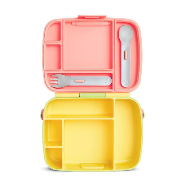 Imagem de Lancheira Bento Box Munchkin Amarelo Verde Rosa com Talheres