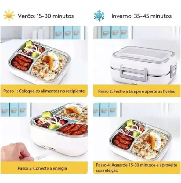 Imagem de Lancheira elétrica portátil comida  para o trabalho de carro casa aquecida lancheira para adultos, 110v 12v 24v