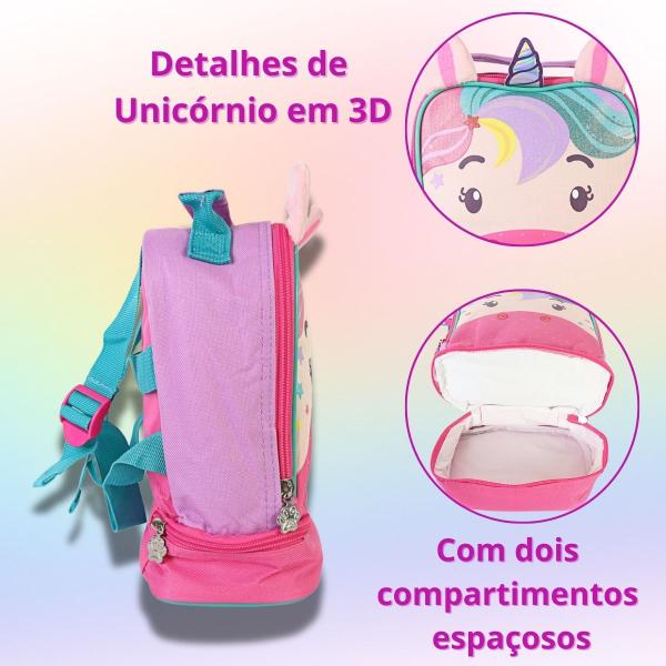 Imagem de Lancheira Escolar Térmica Unicórnio Divertida 3d Lanchinho