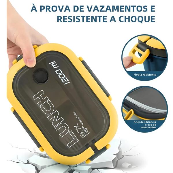 Imagem de Lancheira Infantil de Alta Capacidade (1200ml) - 2 Camadas com Talheres à Prova de Vazamento