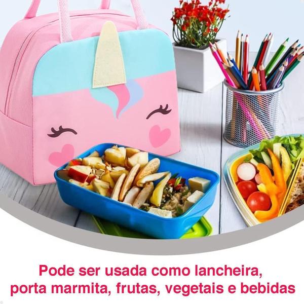 Imagem de Lancheira Infantil Lorben Unicórnio/Rosa Térmica 23x14x19cm