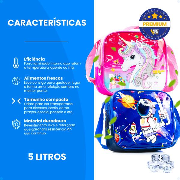 Imagem de Lancheira Infantil Térmica Bolsa Grande Mantém Temperatura