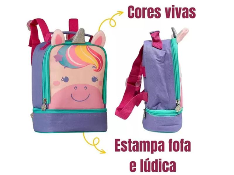 Imagem de Lancheira Infantil Térmica Dupla Pets Unicórnio Feminina - Clio Style Passeio Escolar