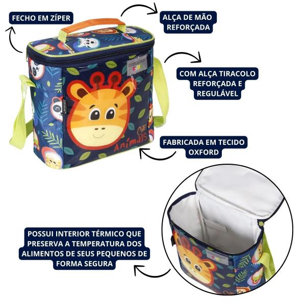 Imagem de Lancheira Infantil Unissex Soft Animals Girafa Azul Container Kids