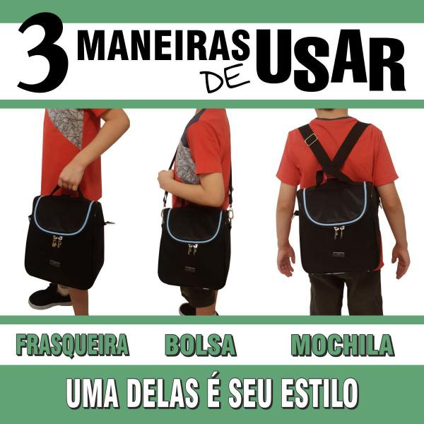 Imagem de Lancheira Mochila Bolsa Termica Masculina Azul Lanche Bebidas Adulto Infantil Refeição Merenda