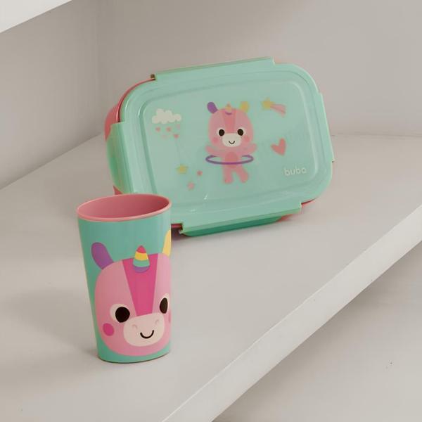 Imagem de Lancheira Pote Infantil Inox Bento Box Zoo Unicórnio 17310 - Buba