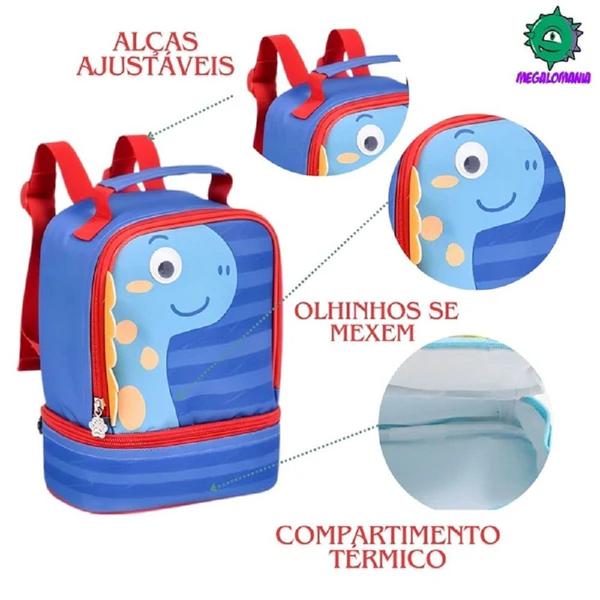 Imagem de Lancheira Térmica Dinossauro Masculino Infantil Azul 9"-Clio