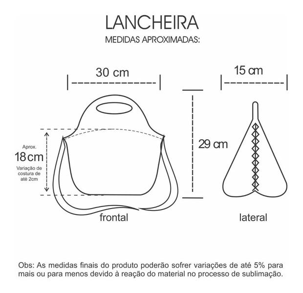 Imagem de Lancheira Térmica Escolar em Neoprene Infantil Reforçada com alça  ISOPRENE  Menina Bruxa