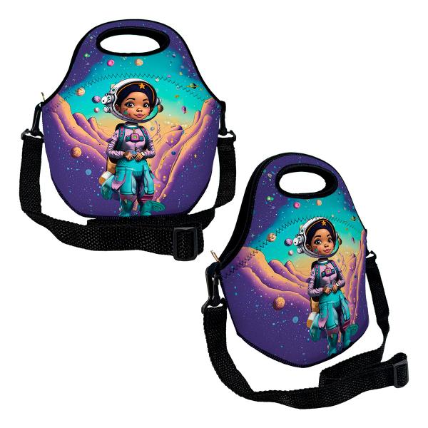 Imagem de Lancheira Térmica Escolar em Neoprene Infantil Reforçada com alça  ISOPRENE  Menina Estelar