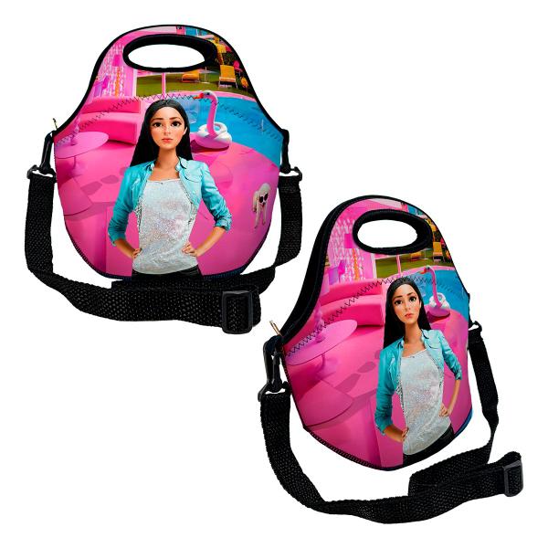 Imagem de Lancheira Térmica Escolar em Neoprene Infantil Reforçada com alça  ISOPRENE  Menina Glamour