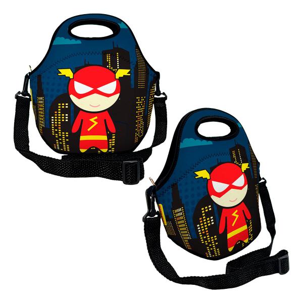 Imagem de Lancheira Térmica Escolar em Neoprene Infantil Reforçada com alça  ISOPRENE  Super Velocista