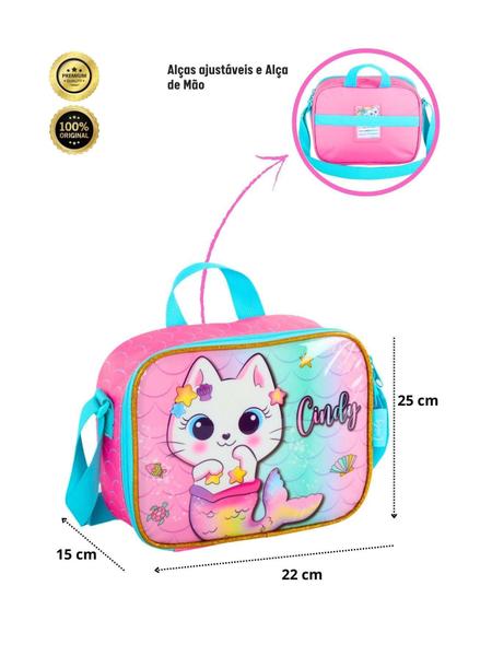 Lancheira Térmica Escolar Infantil Gatinha Cindy - Rosa - Maxlog Imagem de Lancheira Térmica Escolar Infantil Gatinha Cindy - Rosa