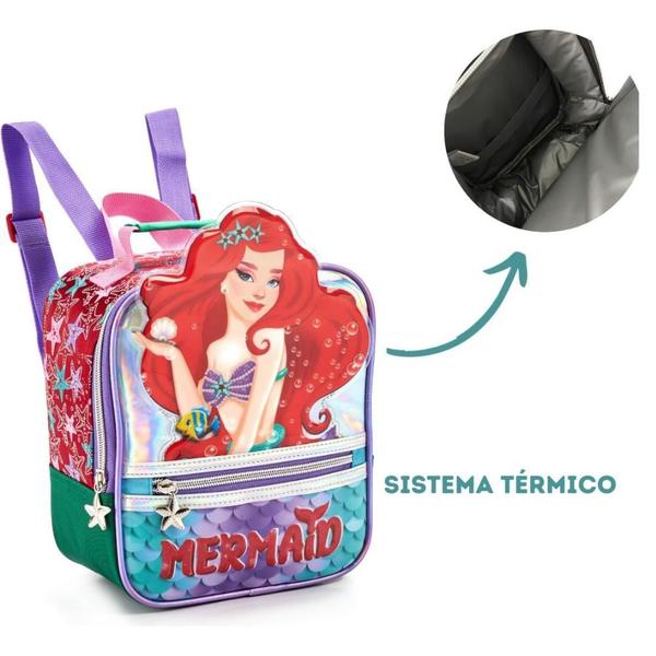 Imagem de Lancheira Térmica Escolar Infantil Menina Sereia Denlex