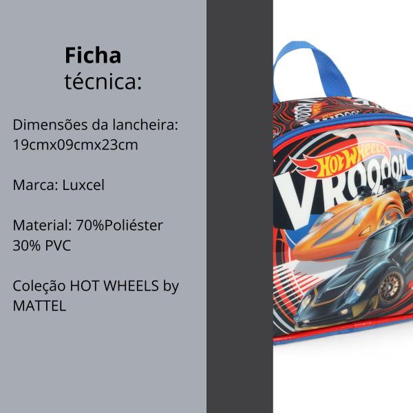 Imagem de Lancheira Térmica Hot Wheel Escolar Masculina Luxcel