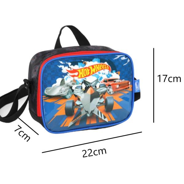 Imagem de Lancheira Térmica Infantil Bolsa Escolar Hot Wheels Preto