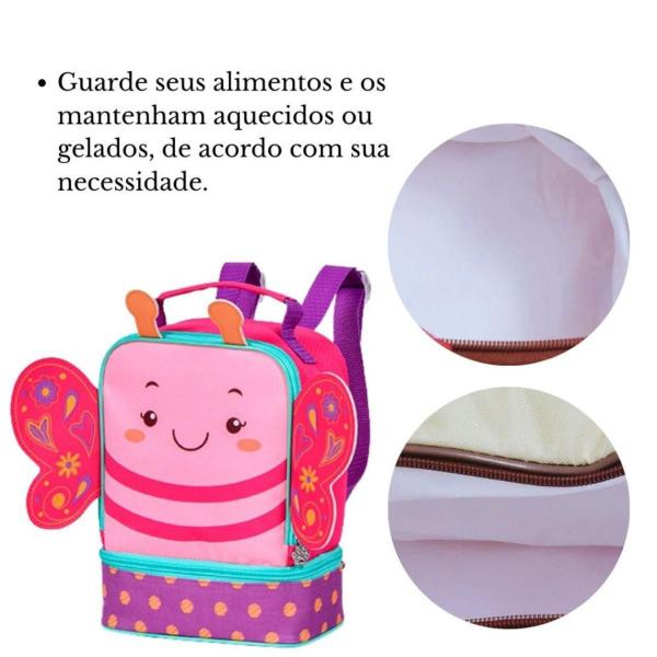 Imagem de Lancheira Térmica Infantil Com Alça Borboleta Rosa