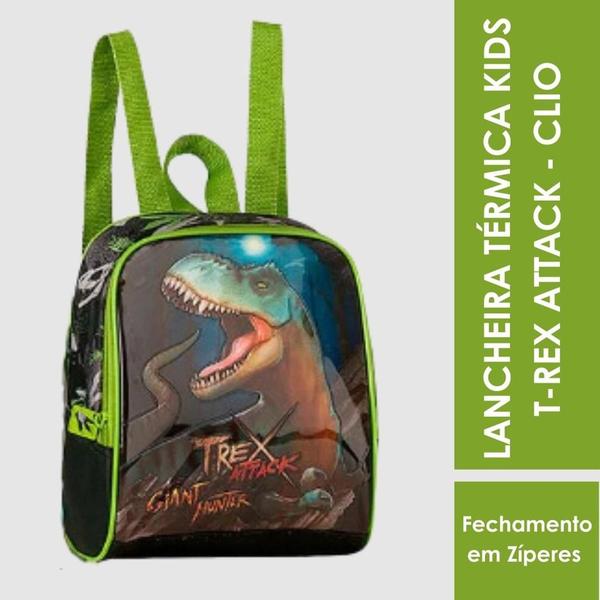 Imagem de Lancheira Termica Infantil Escolar/Passeio Ou Viagens Tema Dinossauro T-Rex Irado - Clio