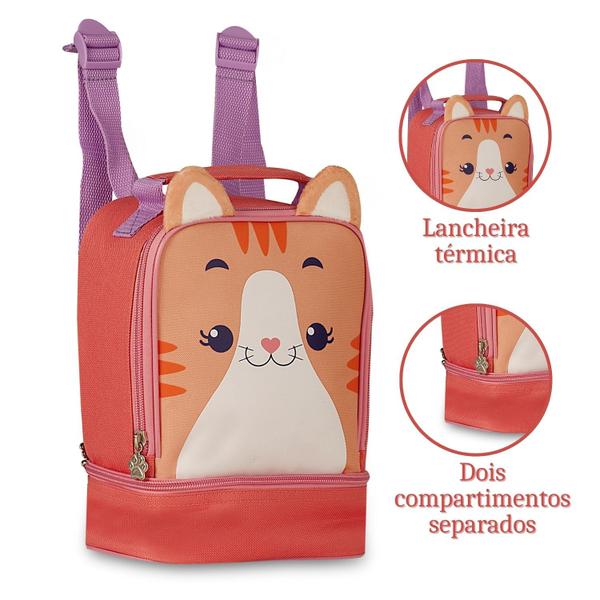 Imagem de Lancheira Térmica Infantil Gatinho Escolar Passeio Clio Pets