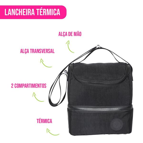 Lancheira Térmica Isolamento Térmico C/ Alça Divisória Resistente Viagem Escola Marmita Trabalho Fitness Mochila - Wincy Imagem de Lancheira Térmica Isolamento Térmico C/ Alça Divisória Resistente Viagem Escola Marmita Trabalho Fitness Mochila - Wincy
