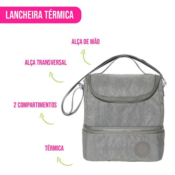 Lancheira Térmica Isolamento Térmico C/ Alça Divisória Resistente Viagem Escola Marmita Trabalho Fitness Mochila - Wincy Imagem de Lancheira Térmica Isolamento Térmico C/ Alça Divisória Resistente Viagem Escola Marmita Trabalho Fitness Mochila - Wincy