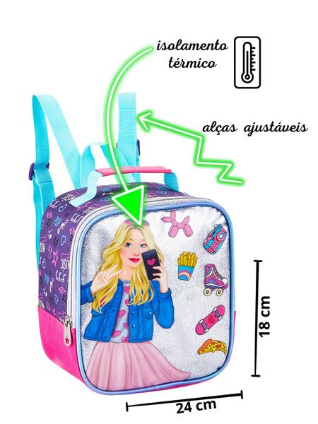 Lancheira Térmica Menina Boneca Selfie Rosa - Clio Imagem de Lancheira Térmica Menina Boneca Selfie Rosa