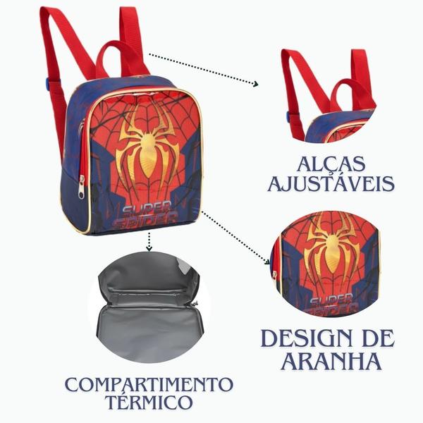 Imagem de Lancheira Térmica Super Aranha Dourada Infantil Escolar Masculino Meninos Seanite