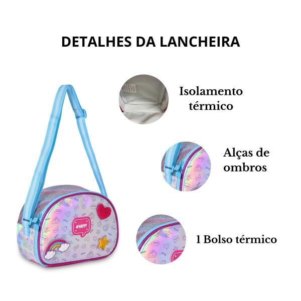 Imagem de Lancheira Térmica Unicórnio Holográfica Infantil Oficial Escolar Passeio Viagem - Clio