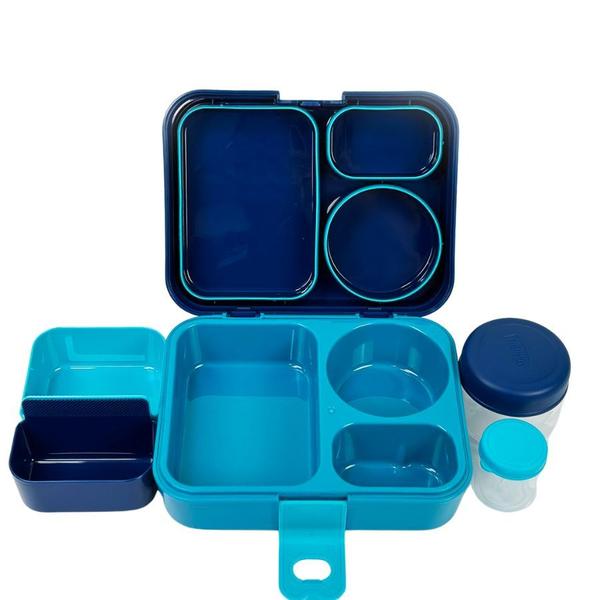 Imagem de Lancheira Thermos Bento Box Azul 8 peças Pratica e Funcional