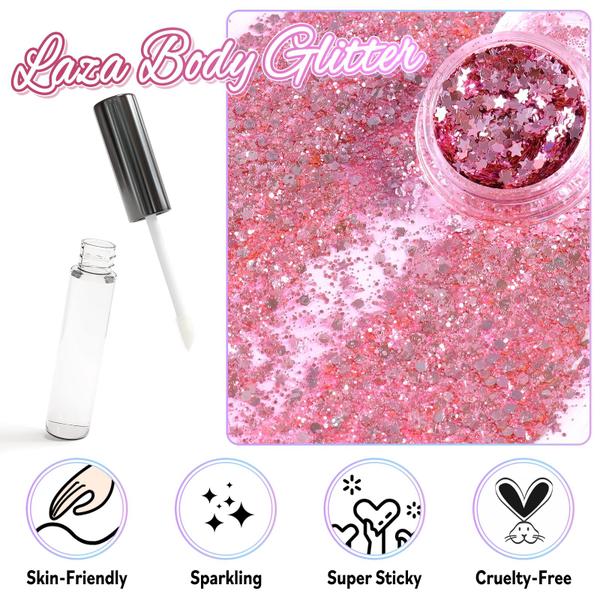 Imagem de Lantejoulas grossas iridescentes Body Glitter Laza com cola brilhante