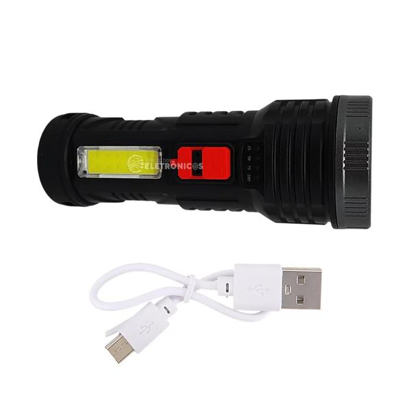 Imagem de Lanterna 3 Luz Led Alta Média Piscante Carga USB Luz Latel De Emergência LT8931