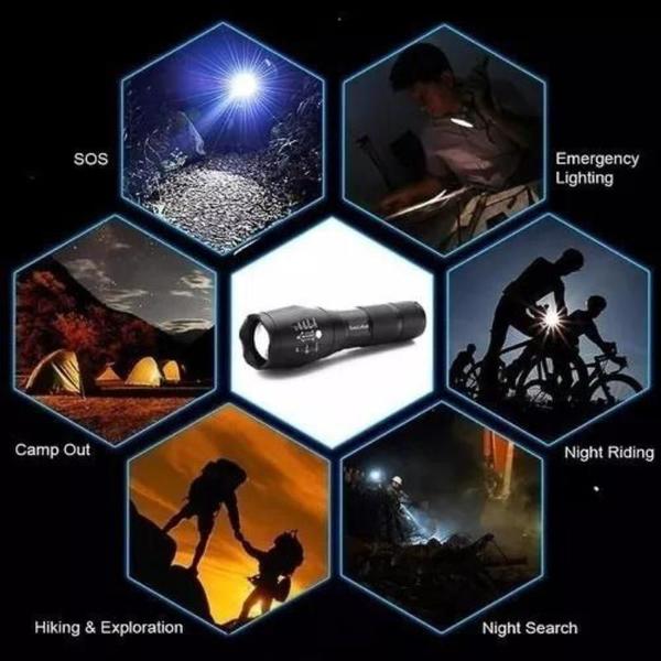 Lanterna Alta Potência Recarregável Lanterna LED Camping Lâmpada Luz - Lanterna Tática Led Recarregável Imagem de Lanterna Alta Potência Recarregável Lanterna LED Camping Lâmpada Luz