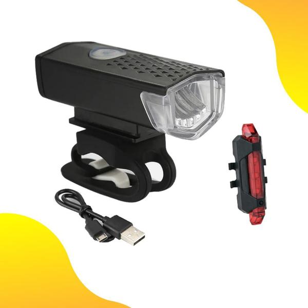 Imagem de Lanterna Bike Ciclismo Recarregável USB + Lanterna Traseira