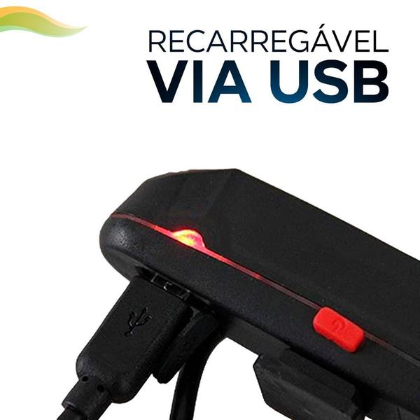 Imagem de Lanterna Bike Led Vermelho Branco Recarregável Usb 5 Modos