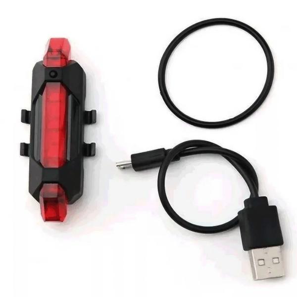 Imagem de Lanterna Bike Traseira 5 Leds Usb Recarregável Cinta Segurança