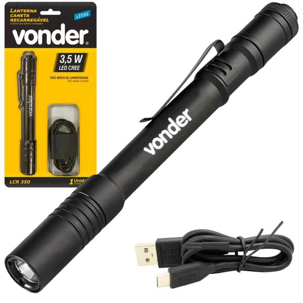 Imagem de Lanterna Caneta Recarregável 35w Led Cree LCR350 - Vonder